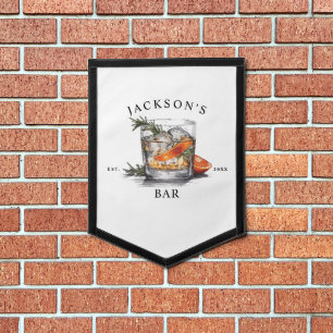 Stylish Whiskey Cocktail Name & Year Home Bar Pennant