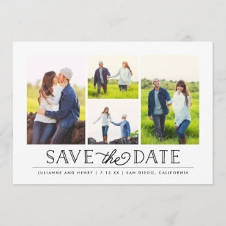 Stylish White 4 Photo Save the Date