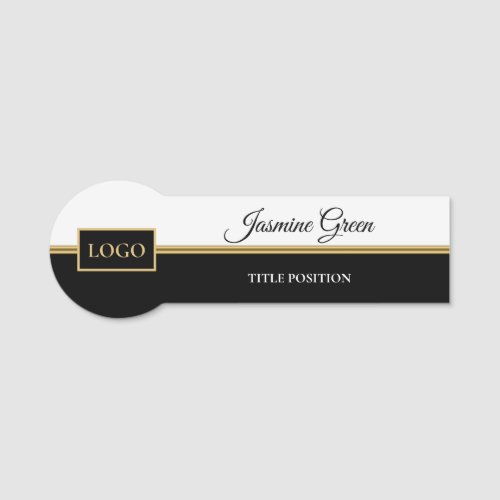 Stylish White And Black Design Name Tag