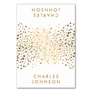 Stylish White and Gold Confetti Dots | Place Cards