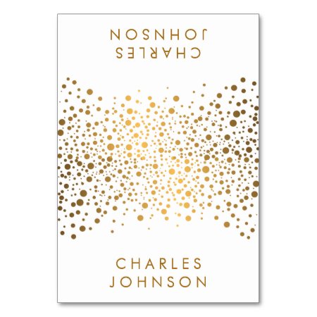 Stylish White And Gold Confetti Dots | Place Cards