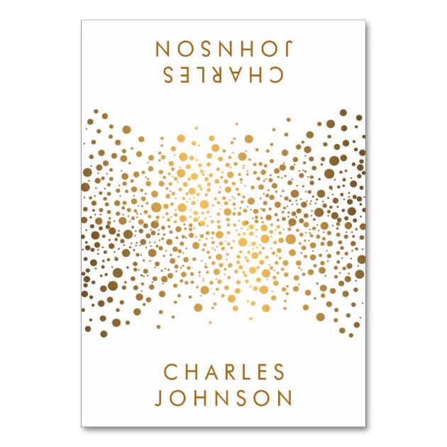 Stylish White And Gold Confetti Dots | Place Cards