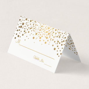 Stylish White and Gold Confetti   Place Cards
