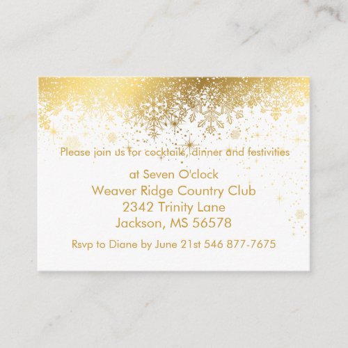 Stylish White and Gold Snowflakes Enclosure Card