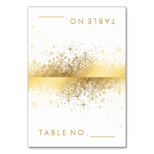 Stylish White and Gold Snowflakes _ Tent Cards