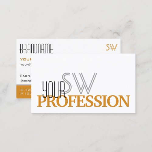 Stylish White and Orange Simple with Monogram Business Card