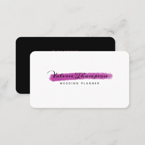 Stylish White and Pink Brush Stroke Signature Business Card