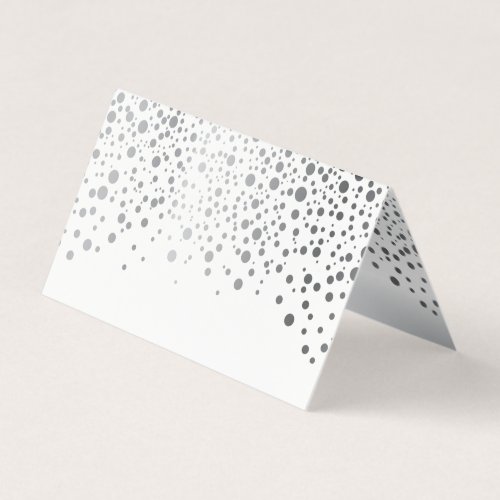 Stylish White and Silver Confetti  Place Cards