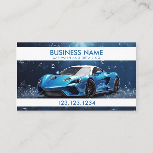 Stylish White and White Car Wash and Detailing Business Card