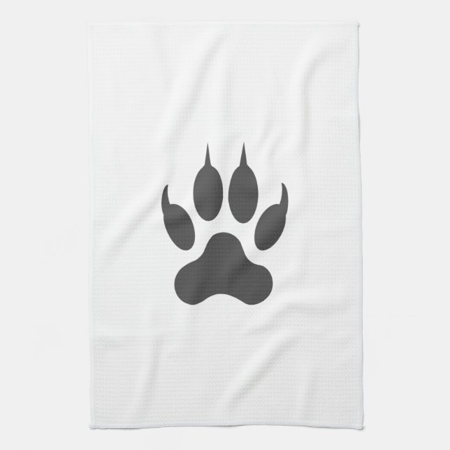 Stylish White Black Animal Lion Tiger Paw Kitchen Towel (Vertical)