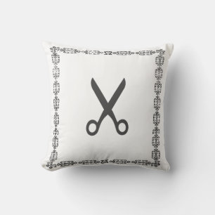 Stylish White Black Frame Scissors Cushion