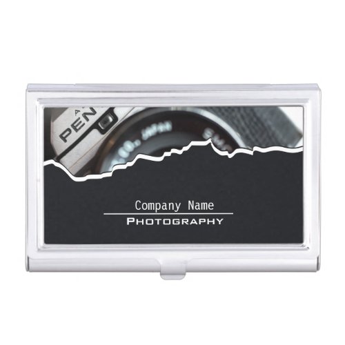 Stylish White  Black Photography  Business Card C Business Card Case