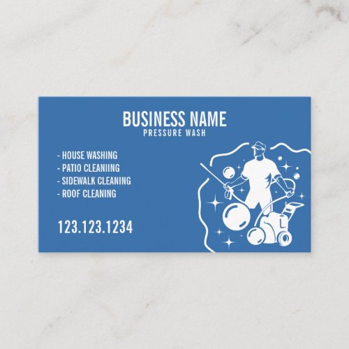 Stylish White  Blue Bubbly Pressure Washer Gun Business Card