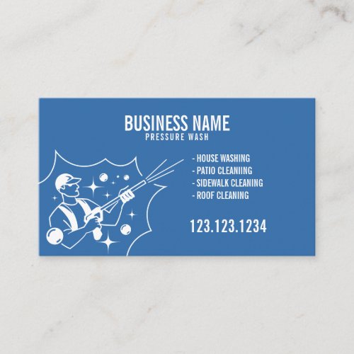 Stylish White  Blue Pressure Washer Gun Business Card