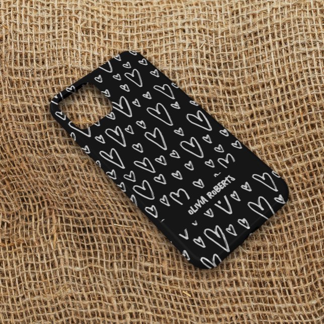 Stylish White Chalk Hearts Pattern Personalized Case-Mate iPhone Case (Creator Uploaded)