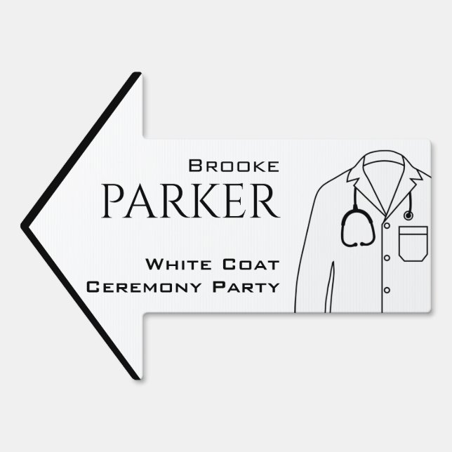 Stylish White Coat Ceremony Directional Sign (Front)