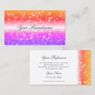 Stylish White Colorful Sparkling Glitter Modern Business Card