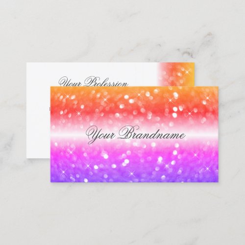 Stylish White Colorful Sparkling Glitter Modern Business Card