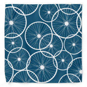 Stylish White Cyclist Bike Wheels on Navy Blue Bandana