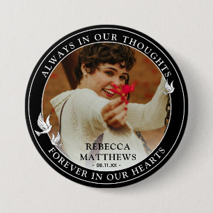Stylish White Doves Photo & Memorial Keepsake Button