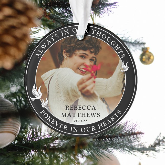 Stylish White Doves Photo Memorial  Ornament (Creator Uploaded)