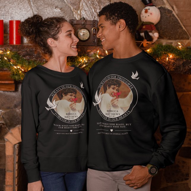 Stylish White Doves Photo & Memorial Tribute Sweatshirt (Creator Uploaded)