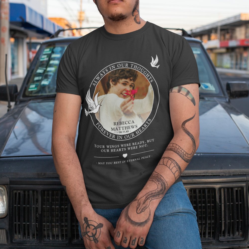 Discover Stylish White Doves Photo & Memorial Tribute Personalized T-Shirt
