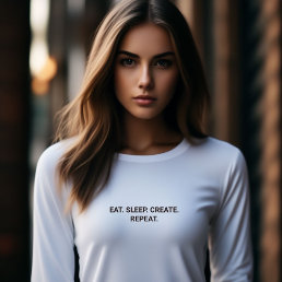 Stylish White Eat Sleep Create Repeat Slogan Sweatshirt