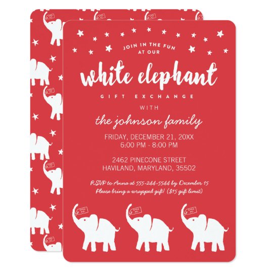 White Elephant Party Invitation Template
