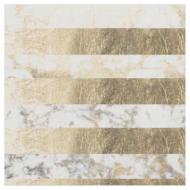 Stylish white faux gold marble stripes pattern fabric (Close Up)