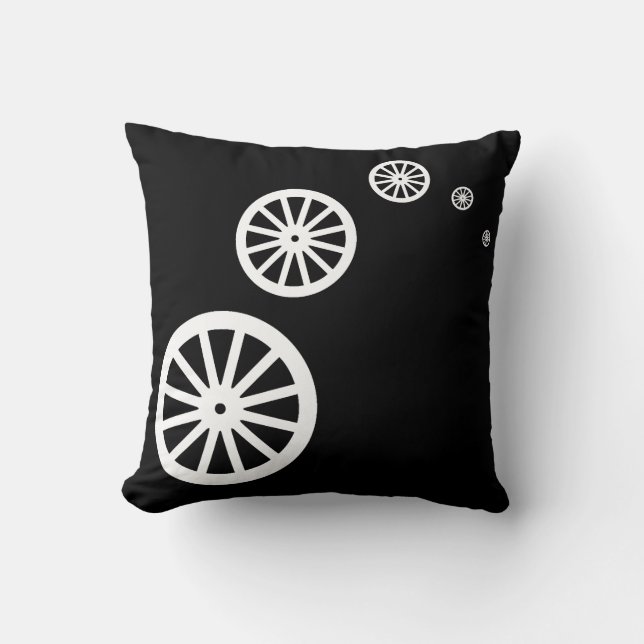 Stylish White Floating Wheels Pillow Cushion (Front)