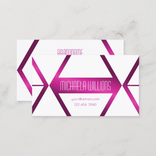 Stylish White Geometric with Shimmery Pink Elegant Business Card