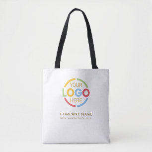 Stylish White Gold Business Corporate Company Logo Tote Bag
