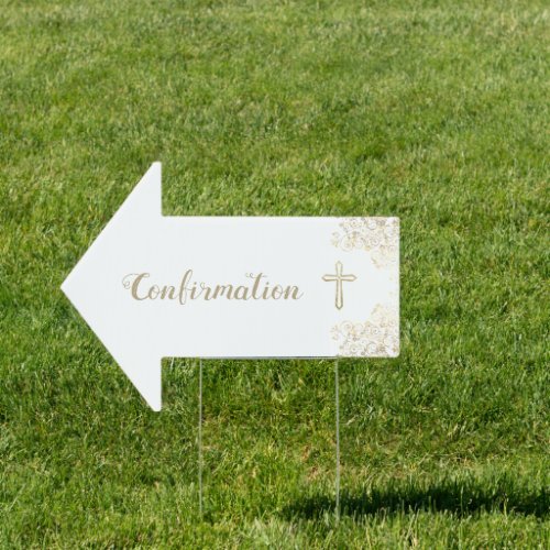 Stylish White Gold Directional Arrow Confirmation Sign