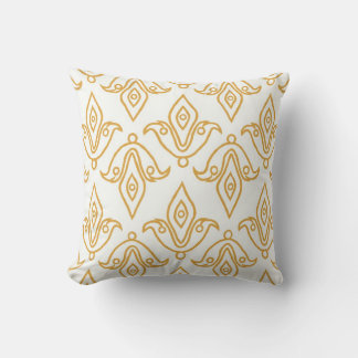 Stylish White, Gold, Fleur-de-Lys Pattern Throw Pillow