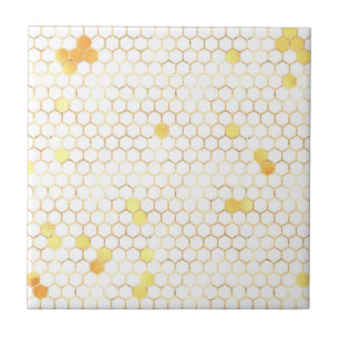 Stylish White Gold Honeycomb Ceramic Tile