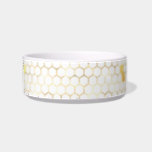 Stylish White Gold Honeycomb Pet Bowl<br><div class="desc">Stylish Gold Honeycomb on a white background.</div>