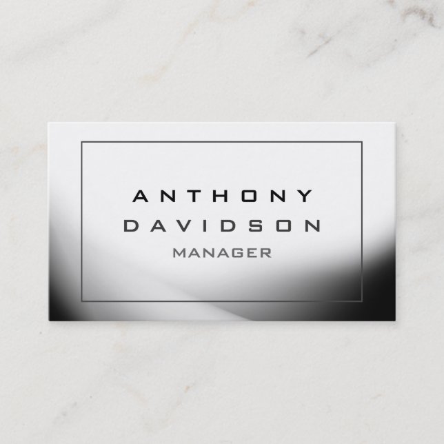 Stylish White Gray Border Pattern Business Card (Front)