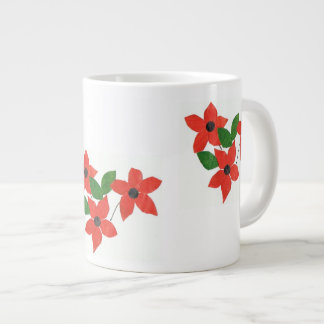 Stylish White Jumbo Mug with Red Flowers
