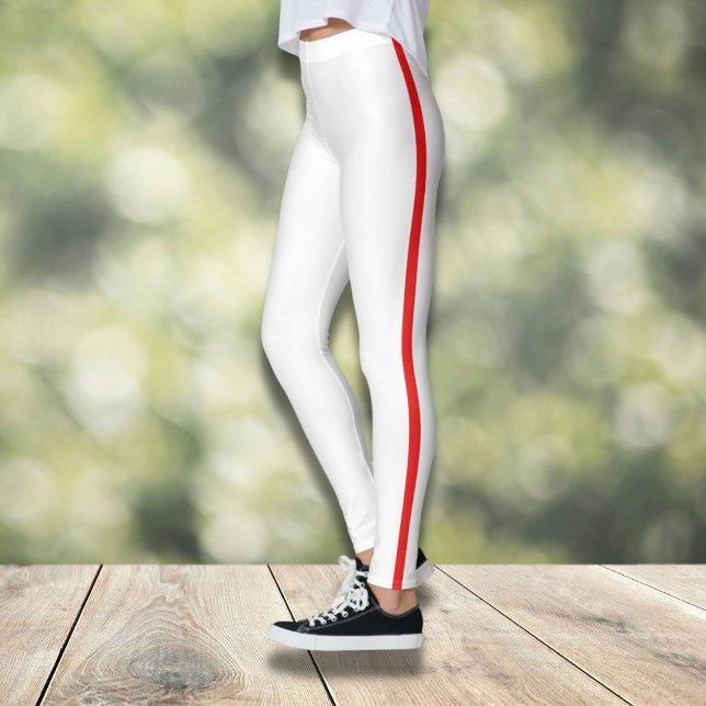  Stylish White Leggings with red Side stripe (Creator Uploaded)