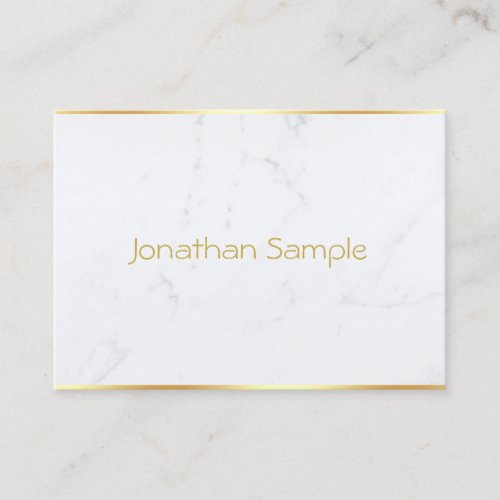 Stylish White Marble Gold Text Modern Template Business Card