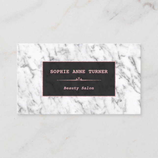 Stylish White Marble Rose Gold Appointment Card (Front)