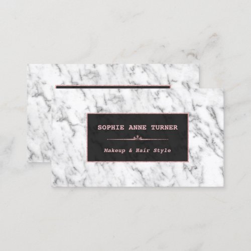 Stylish White Marble Rose Gold Makeup Artist Business Card