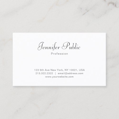 Stylish White Modern Simple Template Popular Chic Business Card