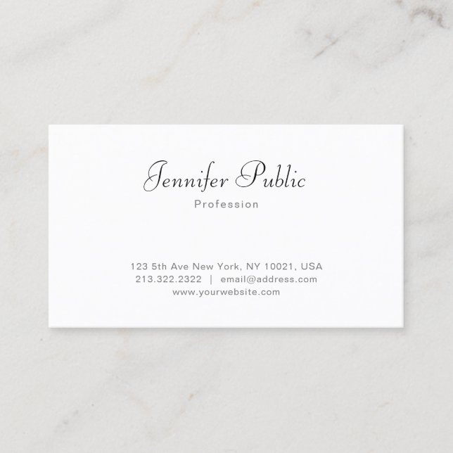 Stylish White Modern Simple Template Popular Chic Business Card (Front)