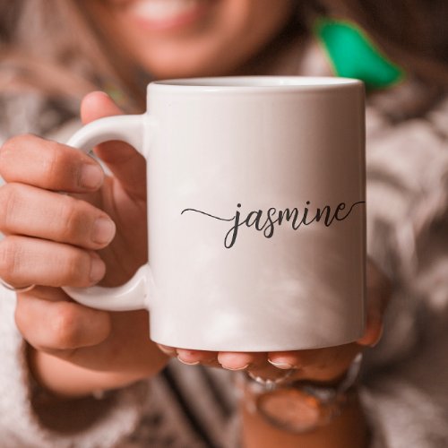 Stylish White Monogram Name Signature Coffee Mug