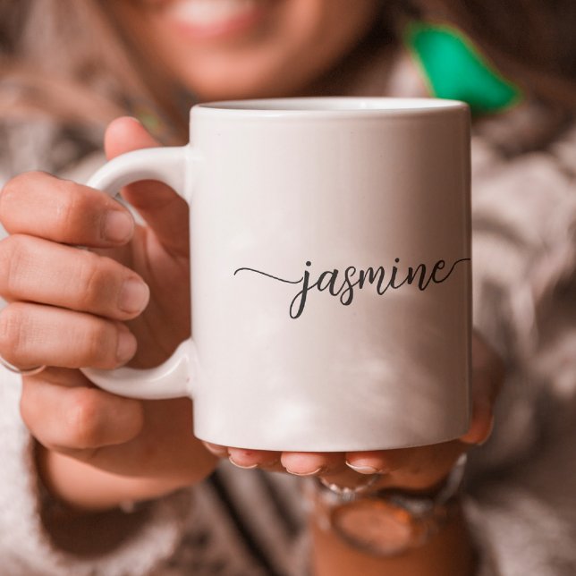 Stylish White Monogram Name Signature Coffee Mug (Creator Uploaded)
