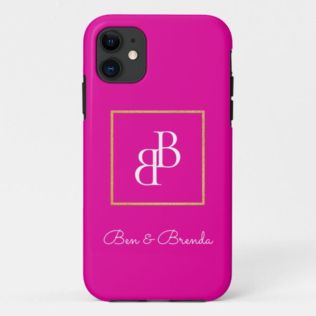 Stylish White Monograms Text Design Case-Mate iPhone Case (Back)