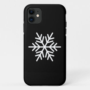 Stylish White Nordic Snowflake On Modern Black iPhone 11 Case