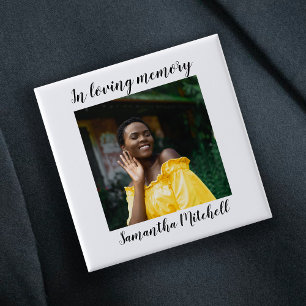 Stylish White Photo Funeral Button